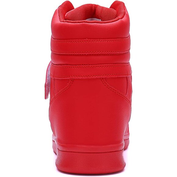 Ubfen Women's Red Hidden Wedges Platform Heel High Top Casual Sports Sneakers - Picture 5 of 8